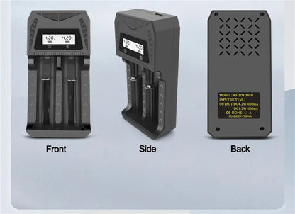 Cargador USB Inteligente Baterías LCD (1/2/4 Ranuras) para Litio Recargable 18650 (4.2V) / Ni-MH AA/AAA (1.2V)