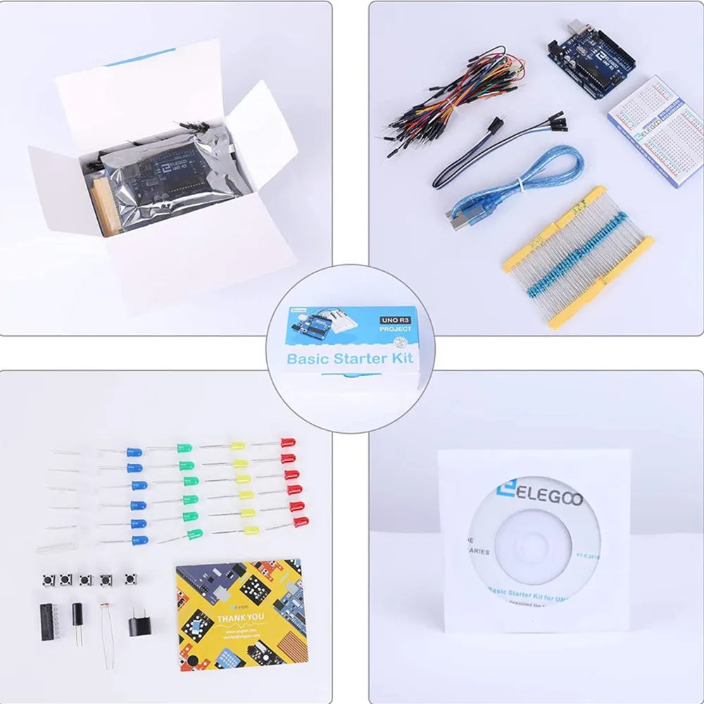 Kit Inicio Básico ELEGOO UNO Project con Tutorial y Placa UNO R3 compatible Arduino IDE (Kit Electrónico DIY)