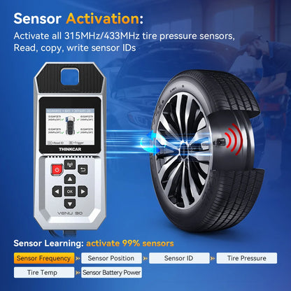 Herramienta Diagnóstico TPMS Thinkcar VENU 90 (315/433MHz) - Activación/Programación Sensores Presión Neumáticos