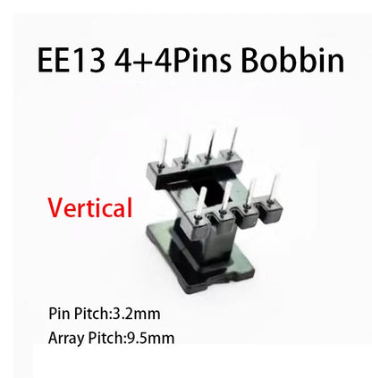 Núcleo Ferrita EE13 PC40 con Bobina Vertical/Horizontal (6/8/10 Pines)