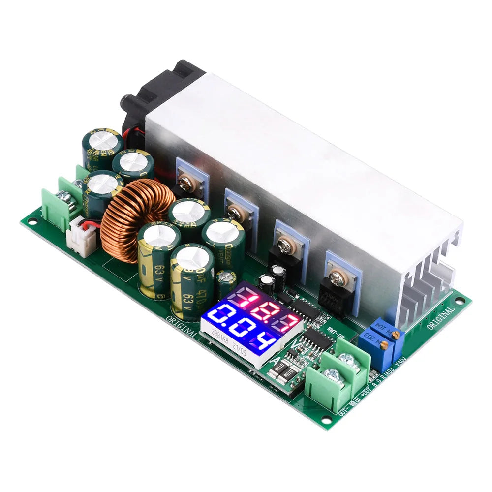 Módulo Fuente Alimentación Step-Down DC 12V-80V a 2.5V-50V 600W 25A Buck Alta Potencia con Ventilador CC/CV