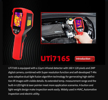 Termógrafo UNI-T UTi716S (160x120) - Cámara Térmica Portátil Inspección Equipos Calefacción/Automotriz