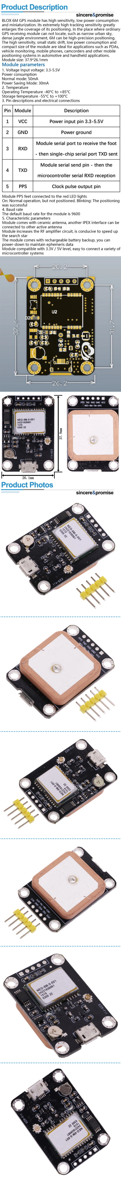 Placa Desarrollo Módulo Posicionamiento Satelital GPS NEO-6M (NEO6MV2) (Micro USB) para Arduino/STM32/C51/MCU