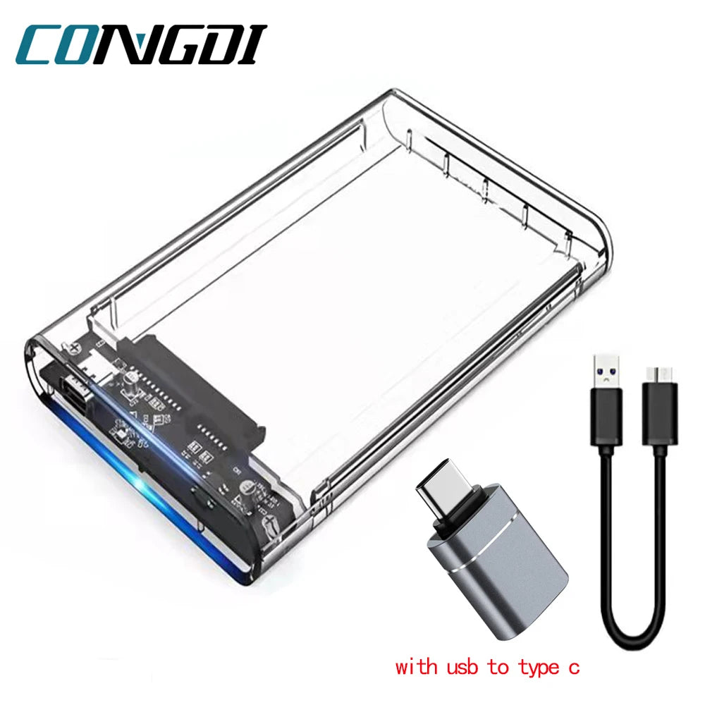 Carcasa Externa USB 3.0 para Disco Duro HDD/SSD SATA 2.5" (5Gbps) Caja Portátil Harddisk Cable Incluido