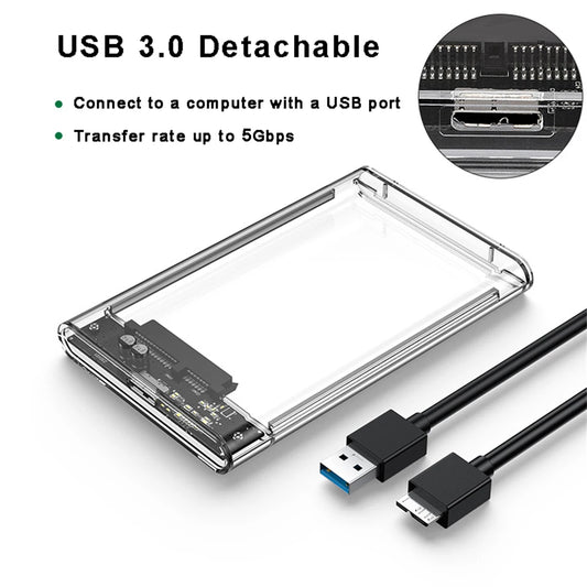 Carcasa Externa USB 3.0 para Disco Duro HDD/SSD SATA 2.5" (5Gbps) Caja Portátil Harddisk Cable Incluido