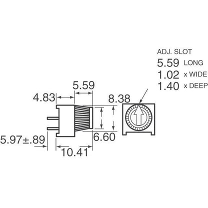 3386P-1-103 1k 2k 5k 10k 20k...  0.5W, 1/2W PC Pins Through Hole Trimmer Potentiometer Cermet 1 Turn Top Adjustment 5PCS/LOT