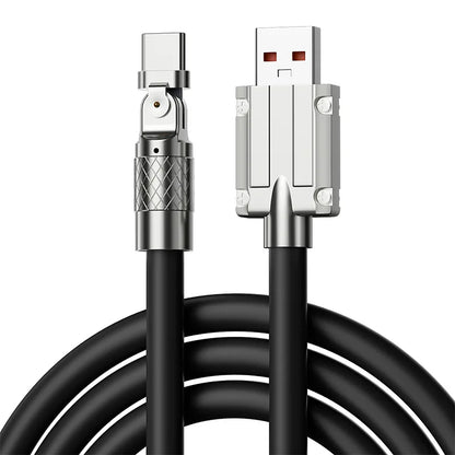 Cable Datos Silicona Grueso/Alargado Tipo C 120W 6A Carga Ultra Rápida con Rotación 180° para Huawei/Samsung/Xiaomi