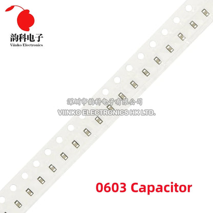 Capacitor Cerámico Multicapa Chip SMD 0603 (0.5pF-22uF) - Pack 100 Unidades (Valores Surtidos)