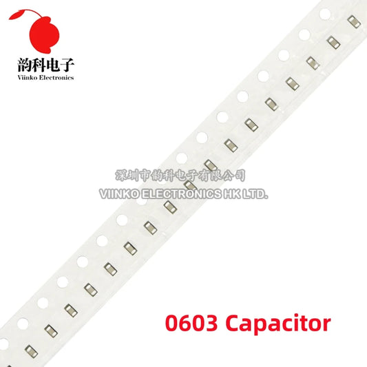 Capacitor Cerámico Multicapa Chip SMD 0603 (0.5pF-22uF) - Pack 100 Unidades (Valores Surtidos)
