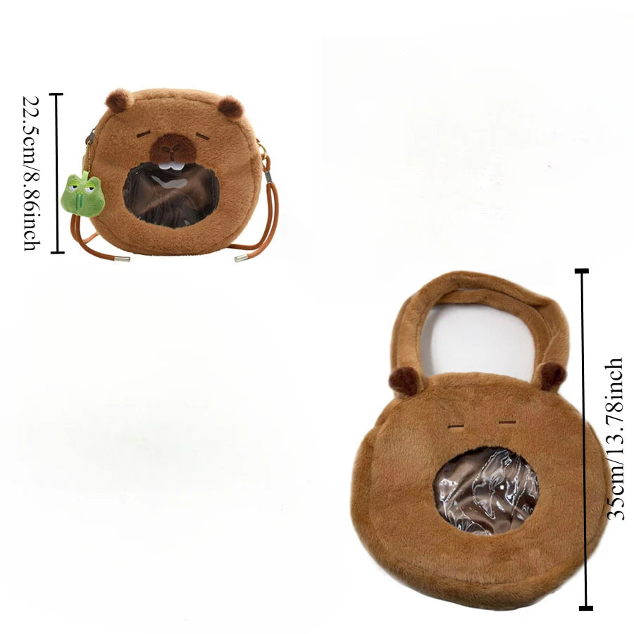 Mochila Peluche Capibara Kawaii Bolso Hombro/Mini Morral Muñeco Peludo Regalo
