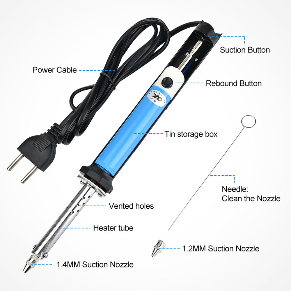 Pluma Succión Estaño Eléctrica AC 110V/220V (Cautín 30W) Máquina Desoldadora Succión Vacío PCB Herramienta Soldadura