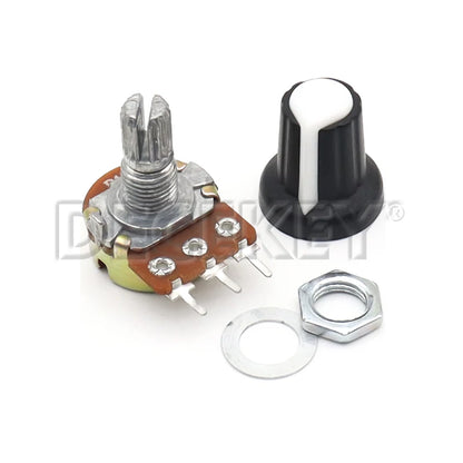 5 Sets WH148 1K 10K 20K 50K 100K 500K Ohm 15mm 3 Pin Linear Taper Rotary Potentiometer Resistor for Arduino with AG2 White cap