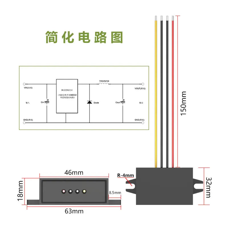 Convertidor Buck DC-DC 12V/24V a 6V 1A/3A/5A/10A Step-Down Módulo Transformador LY-KREE