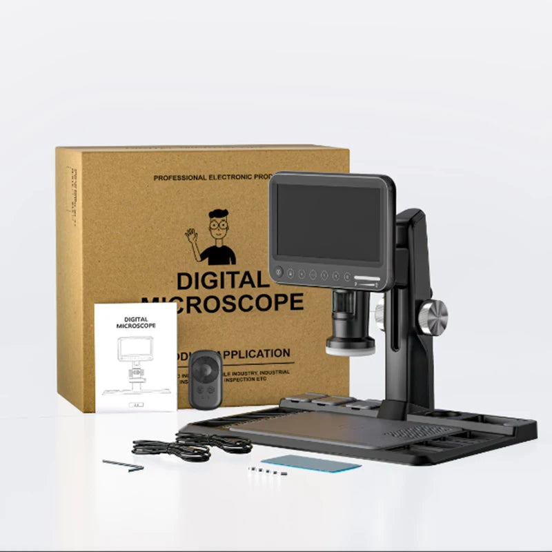 ELIKLIV ERM101 1600X 7" IPS Screen Digital Microscope for Electronics Soldering Microscope With 600℃ Heat Insulation Pad 32G