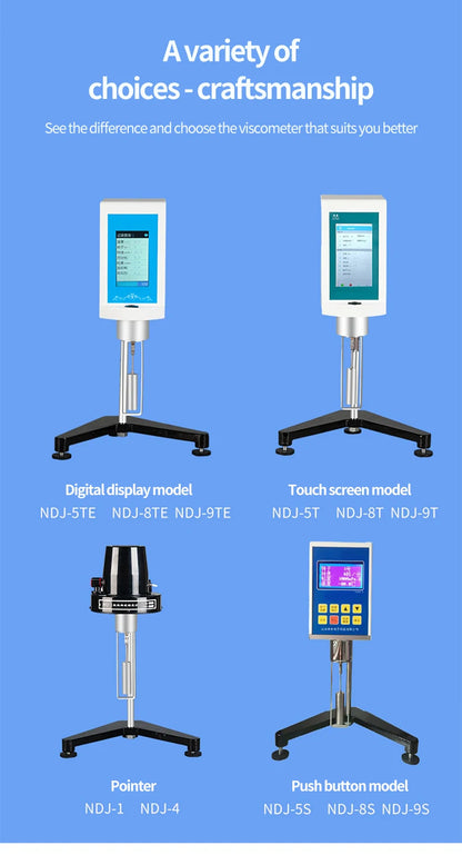 Viscosímetro Rotatorio Digital NDJ-1/4/5S/8S/9S Pantalla Táctil Velocidad Variable Continua Tester