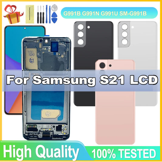 Conjunto de pantalla LCD S21 para Samsung Galaxy S21 5G G991B G990F pantalla LCD Digitalizador de pantalla táctil con reemplazo de marco