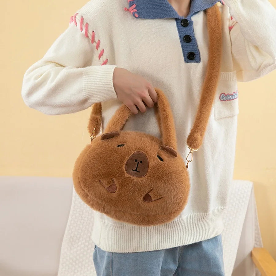 Mochila Peluche Capibara Kawaii Bolso Hombro/Mini Morral Muñeco Peludo Regalo