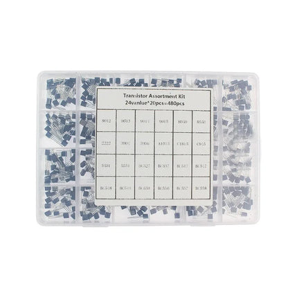 Kit Surtido Transistores TO-92 en Caja (BC547/BC327/BC337/2N2222/3906/C945, PNP/NPN) Set Electrónico (200/480/840 Piezas)