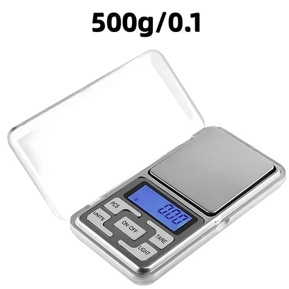 Mini Balanza Electrónica Digital Bolsillo Alta Precisión (0.01g - 500g) para Joyería/Oro/Plata/Cocina (Gramos)