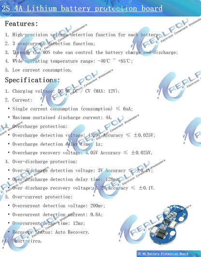 2S 2A 3A 4A 5A 8A 10A 13A 20A 7.4V 8.4V Li-ion 18650 Lithium battery protection board / BMS board Standard / Balance