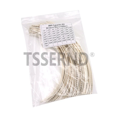 Kit Surtido Capacitor Cerámico SMD (1pF-10uF, 50 Valores, 0402/0603/0805) - Pack 2500 Piezas