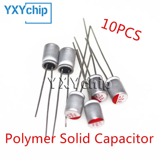 Capacitor Sólido Polímero (4.7uF-2200uF, 10V-100V) - Pack 10 Unidades (Valores Surtidos)