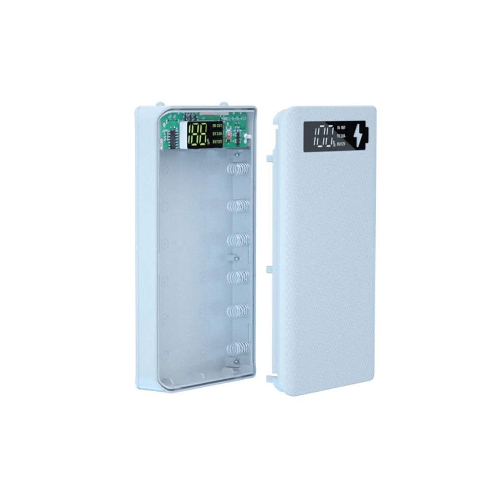 Caja Power Bank DIY Desmontable QC 3.0 (6x18650) Doble USB + PD (Soporte Batería 18650)