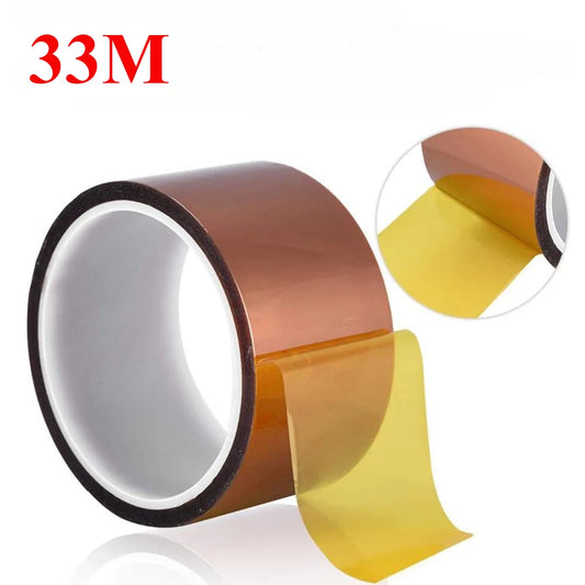 Cinta Adhesiva Kapton Poliimida Alta Temperatura (10-50mm Ancho, 33m Largo) Resistente Calor para Enmascarar/Soldar