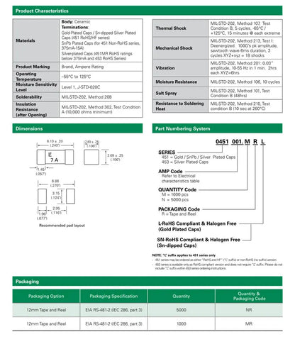 Fusible SMD Acción Rápida 1808 125V - Varios Valores (0.25A a 15A) - Lote 10 Piezas