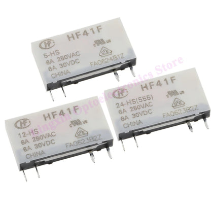 Relé Potencia HF41F-ZS/ZST/HS/HST 5-Pin 6A - Voltajes (5V/12V/24V DC) - Lote 5 Piezas