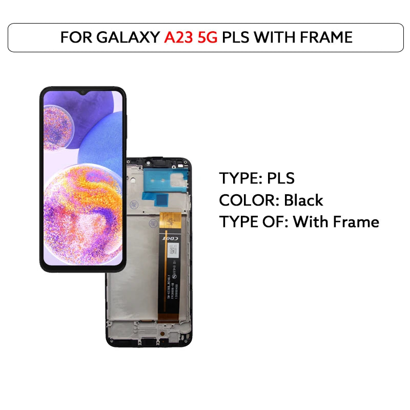 Pantalla LCD para Samsung Galaxy A23 4G 5G A235 A236, Panel de montaje de digitalizador con pantalla táctil con marco, piezas de repuesto de pantalla LCD