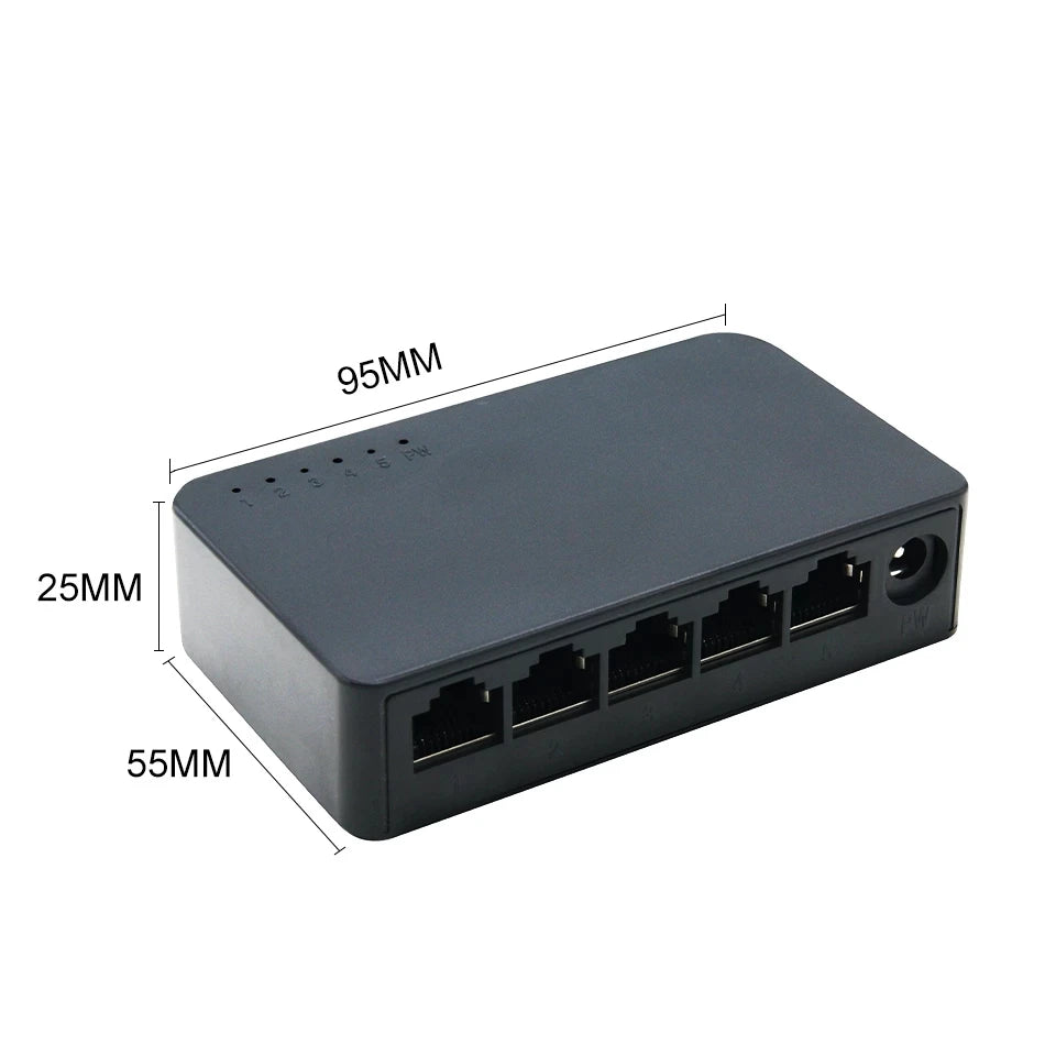 Mini Switch Red Ethernet 5 Puertos (100/1000 Mbps Gigabit) Switcher Inteligente Alto Rendimiento Hub RJ45 Internet