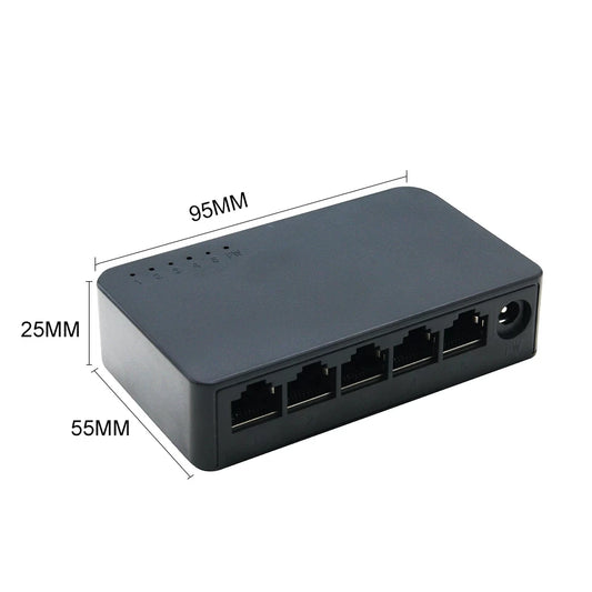 Mini Switch Red Ethernet 5 Puertos (100/1000 Mbps Gigabit) Switcher Inteligente Alto Rendimiento Hub RJ45 Internet