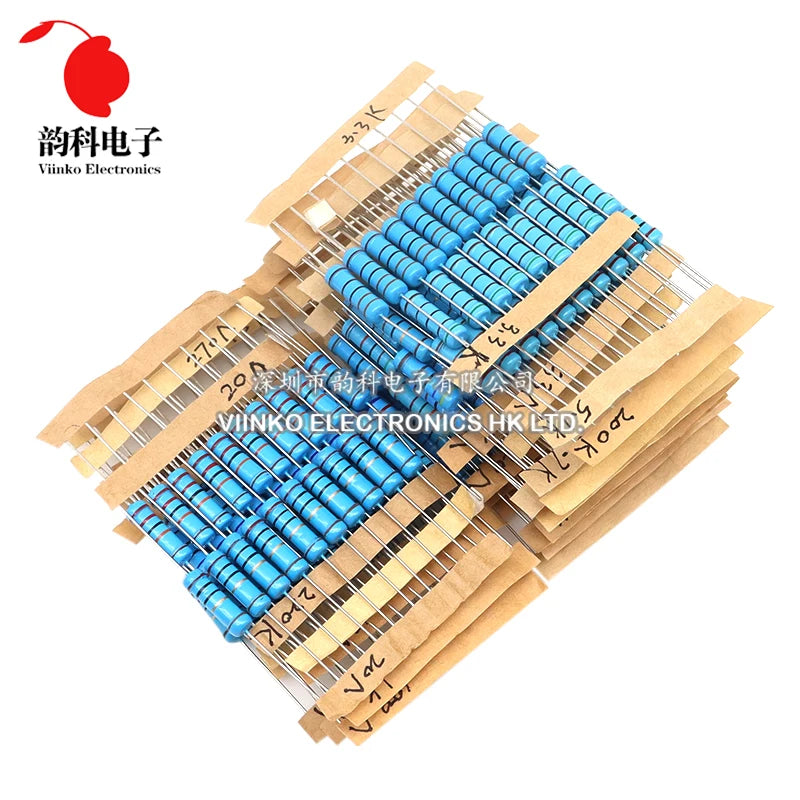 Kit Resistencias Película Metálica 2W 1% (0.33R - 1M Ohm, 64 Valores x 10pcs = 640pcs) Pack Surtido
