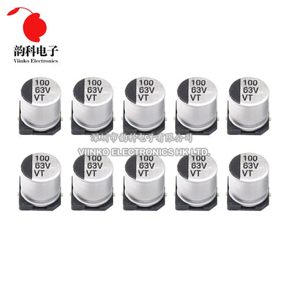 Capacitor Electrolítico Aluminio SMD (1uF-1000uF, 6.3V-50V) - Pack 10 Unidades (Valores Surtidos)