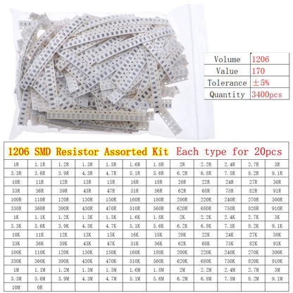 Kit Surtido Resistencias Fijas Chip SMD (0402 a 2512) - Rango 0Ω a 10MΩ