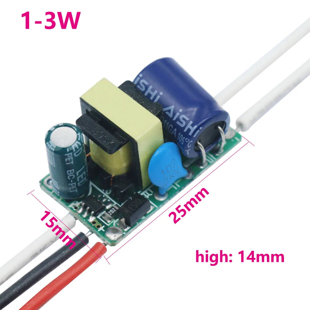 Driver LED Aislado Bicolor (3 Pines, 300mA) 3W / 4-7W / 8-12W / 12-18W Fuente Alimentación Iluminación (1 Unidad)