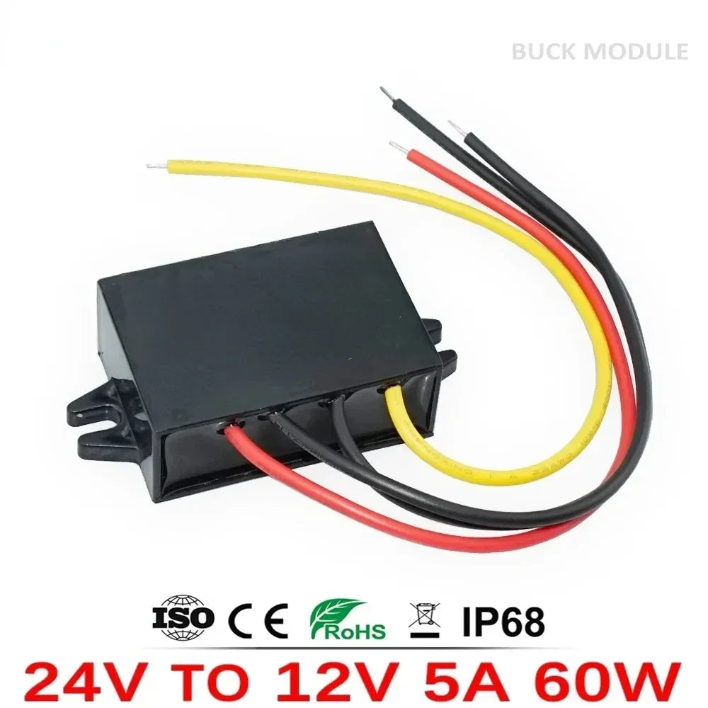 Convertidor DC-DC Step-Down 20V-90V a 12V (5A/10A/15A/20A) Regulador Voltaje Transformador para Auto (CE)