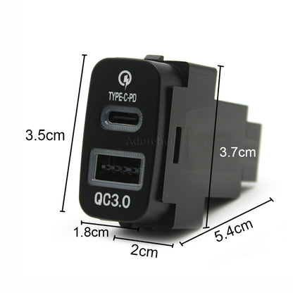 Cargador Auto Rápido USB-C PD + USB-A Socket Interfaz para Mitsubishi Outlander/Lancer/Pajero/ASX/V73/V93/V97 (1pc)