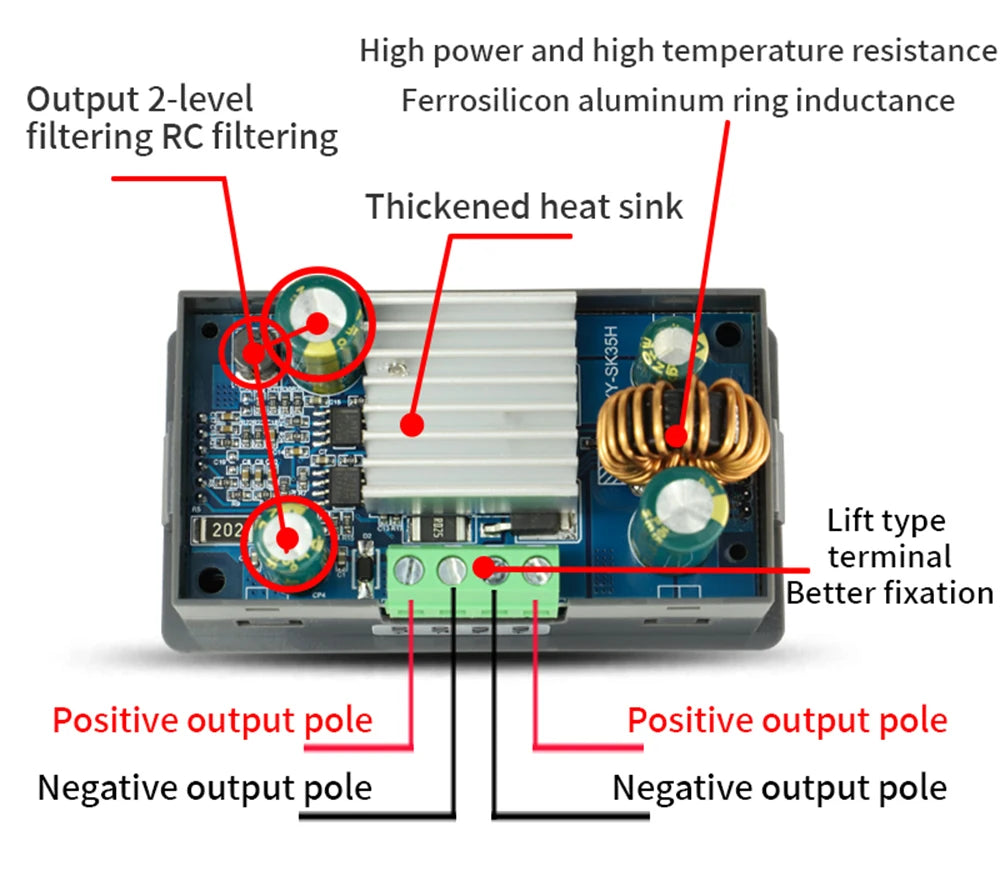 Módulo Convertidor Buck-Boost SK35H CC/CV 0.6-30V 4A Fuente Laboratorio Ajustable DC-DC