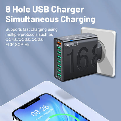 Cargador Pared Rápido USB Total 150W QC 3.0 Adaptador Carga Móvil Enchufe EU/US/KR para iPhone/Xiaomi/Huawei