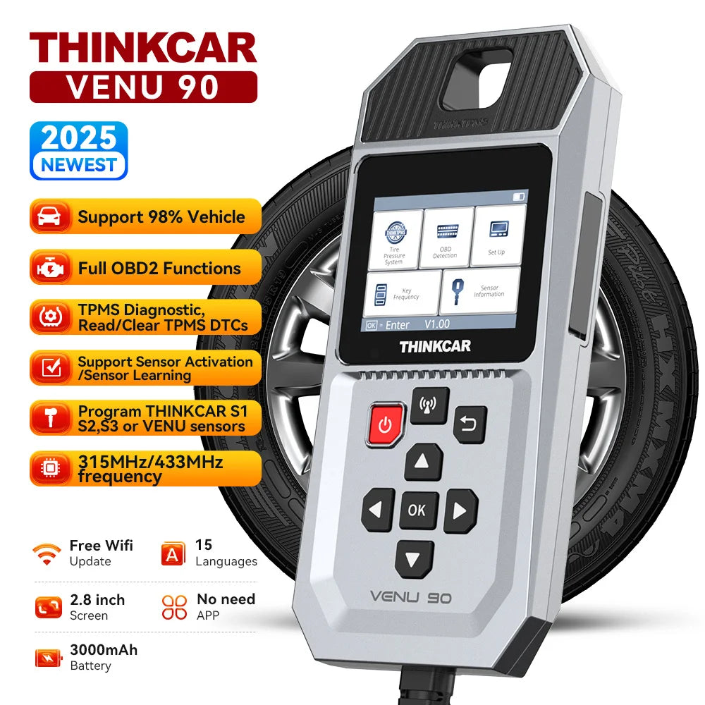Herramienta Diagnóstico TPMS Thinkcar VENU 90 (315/433MHz) - Activación/Programación Sensores Presión Neumáticos