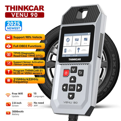Herramienta Diagnóstico TPMS Thinkcar VENU 90 (315/433MHz) - Activación/Programación Sensores Presión Neumáticos