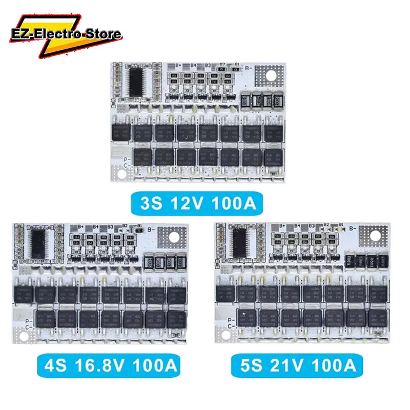 3s/4s/5s Bms 12v 16.8v 21v 3.7v 100a Li-ion Lmo Ternary Lithium Battery Protection Circuit Board Li-polymer Balance Charging