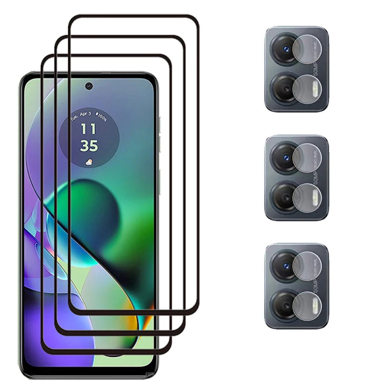 Full Cover Full Glue Tempered Glass For Motorola Moto G54 G84 Screen Protector For Moto G14 Camera Film