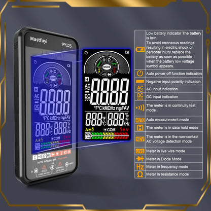 Multímetro Digital Mastfuyi FY125 Auto Rango - Tester Voltaje NCV, Diodo, Resistencia