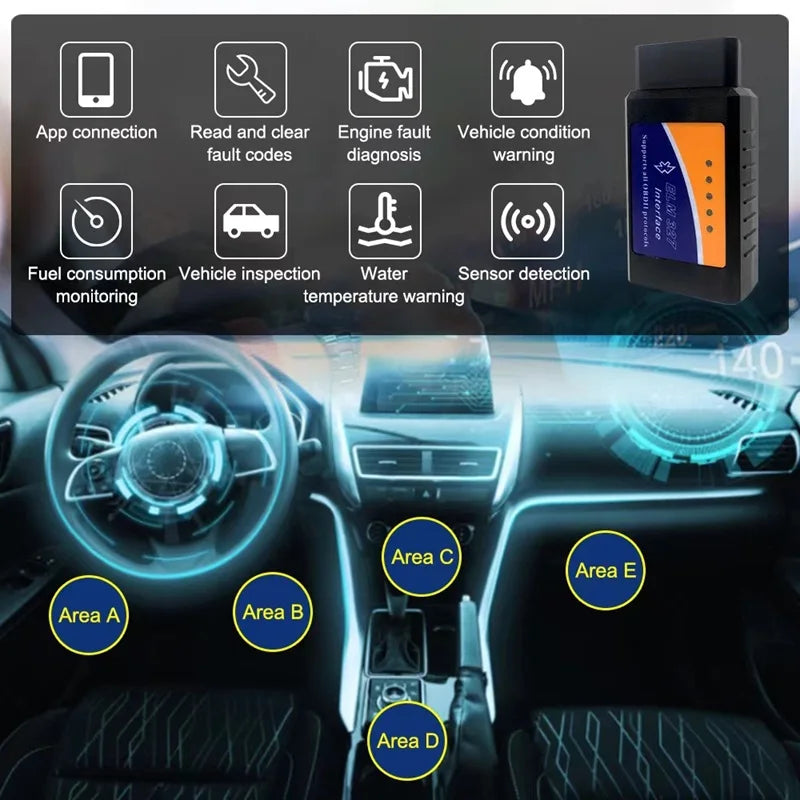 Scanner Diagnóstico Auto ELM327 V2.1 OBD2 Bluetooth Lector Códigos Detector Fallos Automotriz para Android/iOS