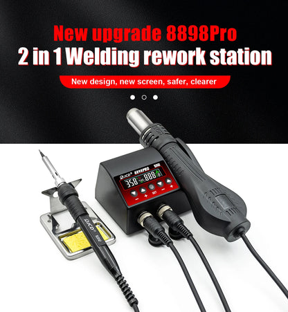 Estación de Soldadura 2 en 1 (Cautín + Pistola Aire Caliente) 750W para Reparación BGA/SMD (Modelo JCD 8898)