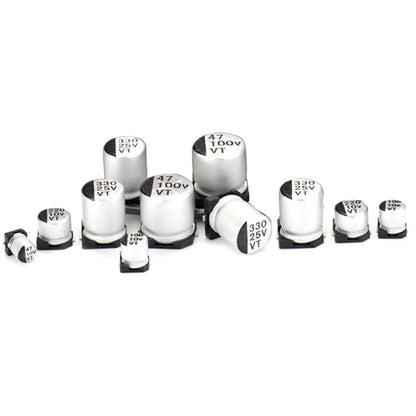 Capacitor Electrolítico Aluminio SMD (100uF, 6.3V-100V, Varios Tamaños) - Pack 20 Unidades (Valores Surtidos)