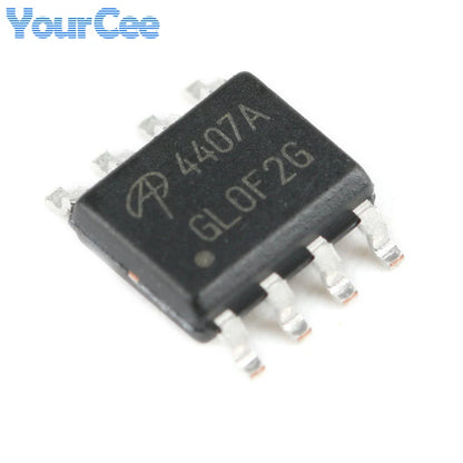 MOSFET Canal-P AO4407A SMD SOIC-8 30V 12A (Opciones AO44xx disponibles) - Lote 5/20 Piezas